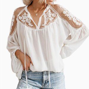 Embroidered Flowy Lace Blouse